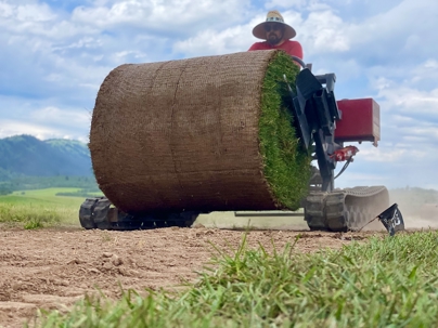 laying sod with heavy-duty equipment